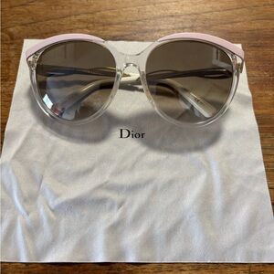 Dior Clear Frame Sunglasses with Pink Accents and Gradient Lenses